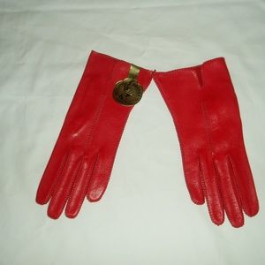 Vintage Leather Deer Skin Red Gloves Never Worn